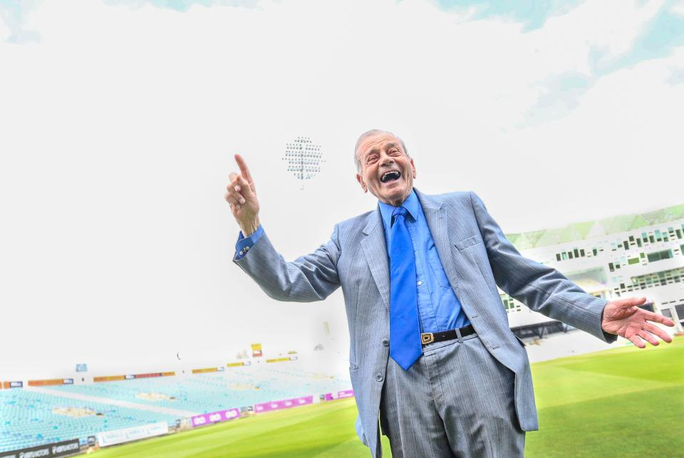Harold "Dickie" Bird celebrating his 90th birthday at Headingley Cricket Ground.