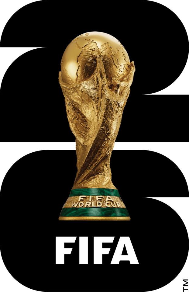2026 FIFA World Cup emblem featuring the FIFA World Cup trophy.