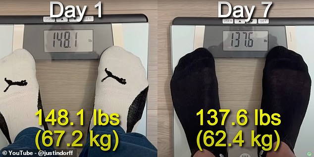 By the end of the challenge, he had lost over 10lbs and 10.5in around his waist, while his cravings for junk food disappeared