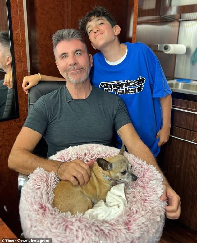 Simon has shared a rare picture of his lookalike son Eric, 11, as they filmed backstage for America's Got Talent