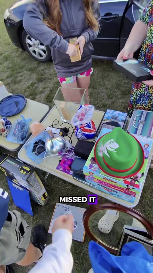 Items for sale at a car boot sale.