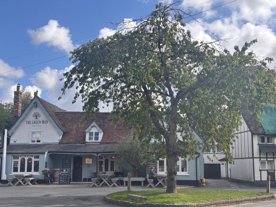 The Green Man pub with outdoor seating in Grantchester.