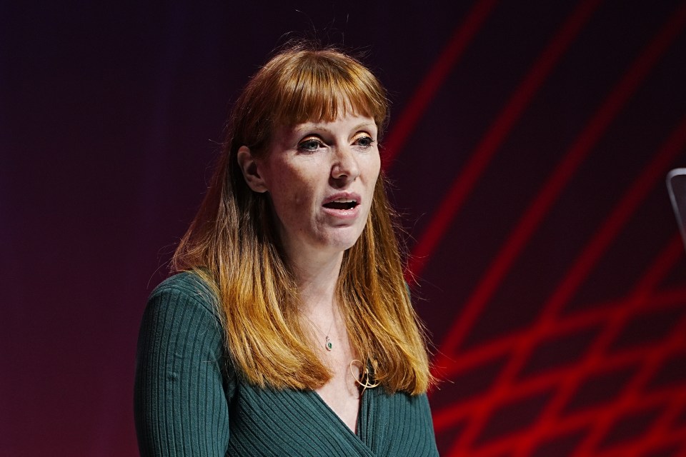 Deputy Prime Minister Angela Rayner speaking at a conference.