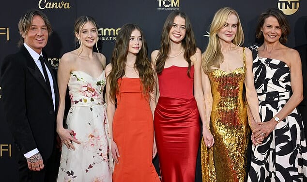 Nicole Kidman has requested to become the primary residential parent of her daughters Sunday Rose, 17, and Faith Margaret, 14, amid her divorce from Keith Urban. The former couple share daughters Sunday Rose, 17, and Faith Margaret, 14 - seen second and third left in 2024