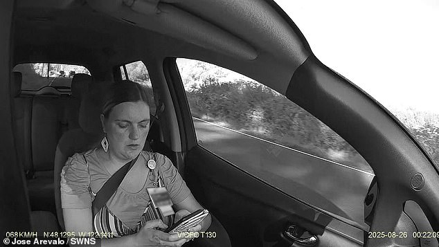 Dashcam footage shows the moment a woman who was texting while driving crashed a rental car