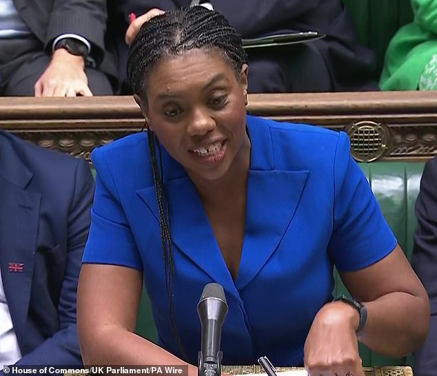 Mrs Badenoch called on Sir Keir to show a 'backbone' and sack his Deputy PM as they clashed at PMQs