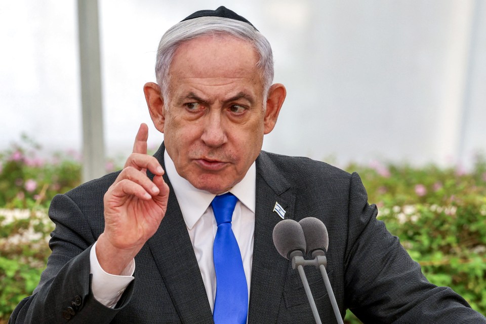 Benjamin Netanyahu speaking at a ceremony.