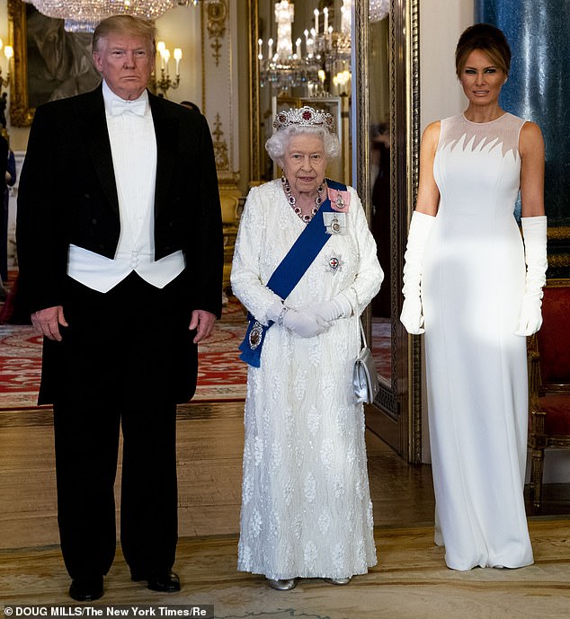 First Lady Melania Trump (right) is about to take another twirl on the world stage, being hosted by King Charles and Queen Camilla for an unprecedented second state visit. She poses with President Donald Trump (left) and Queen Elizabeth (center) during the 2019 state visit