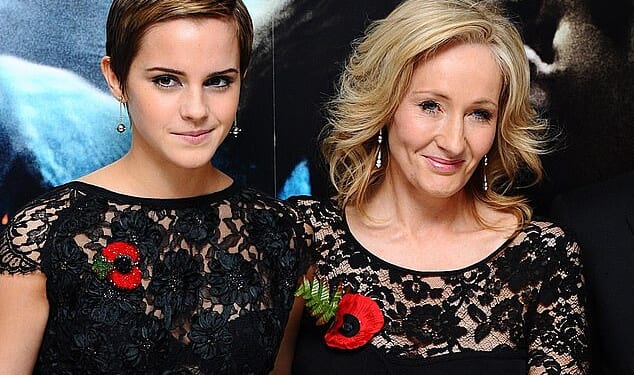 JK Rowling with Emma Watson at the world premiere of Deathly Hallows in 2011