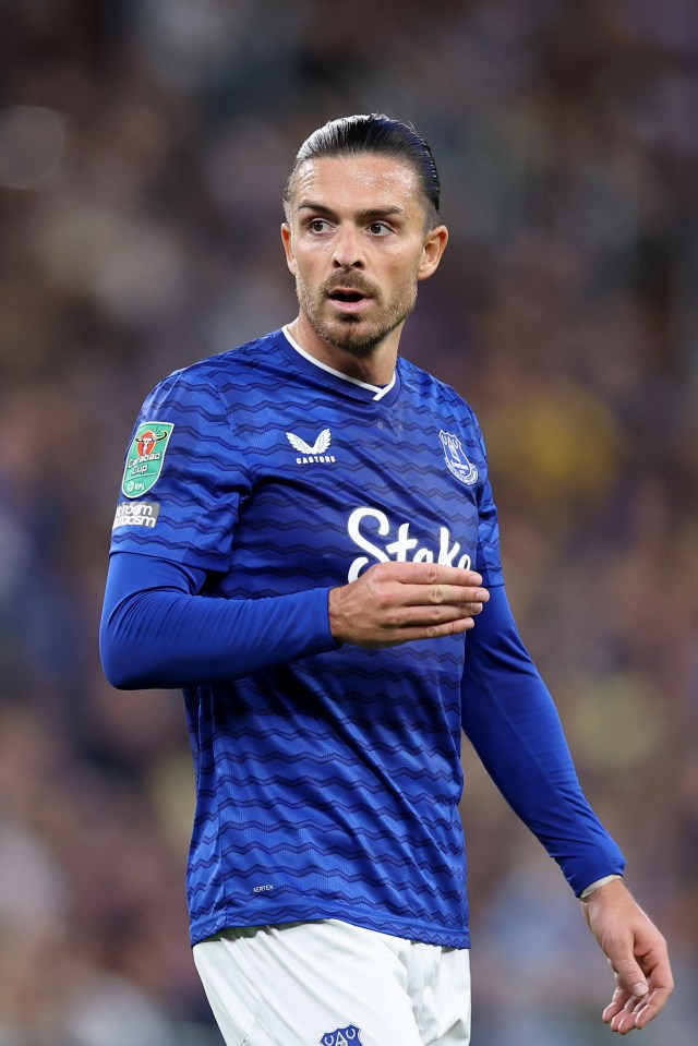 Jack Grealish of Everton in action during a Carabao Cup match.