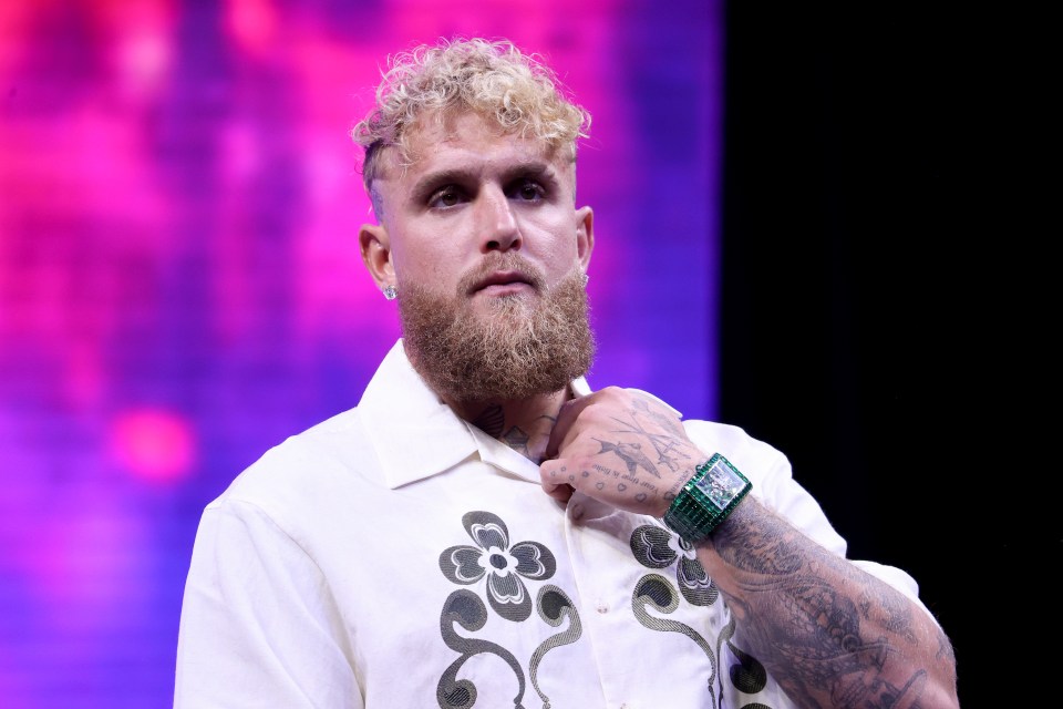 Jake Paul looks on at a news conference in Miami, Florida.