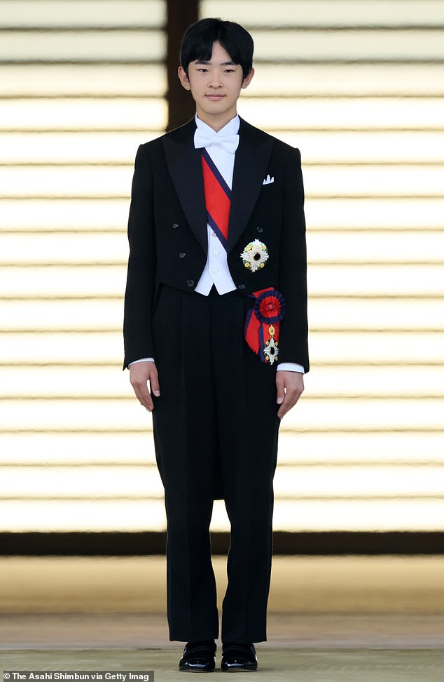 Japan's Prince Hisahito (pictured, second in line to the Imperial throne, marked his coming-of-age at the weekend with an elaborate ceremony including a series of rituals