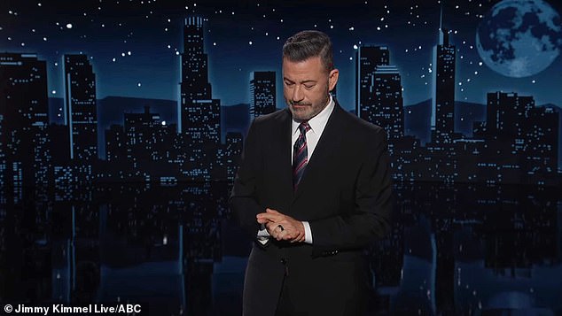 It comes just a night after the host gave a tearful 20-minute monologue in which he claimed he 'never intended to make light of' MAGA icon Charlie Kirk's death