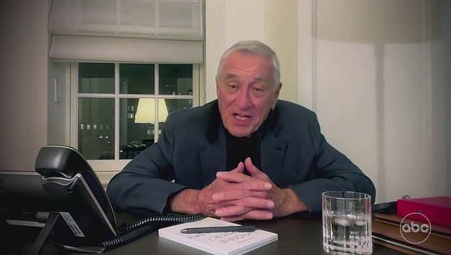 Actor Robert De Niro appeared on the show on Tuesday, impersonating Carr being interviewed by Kimmel. De Niro, as Carr, said the FCC had a new motto, 'sticks and stones can break your bones.'