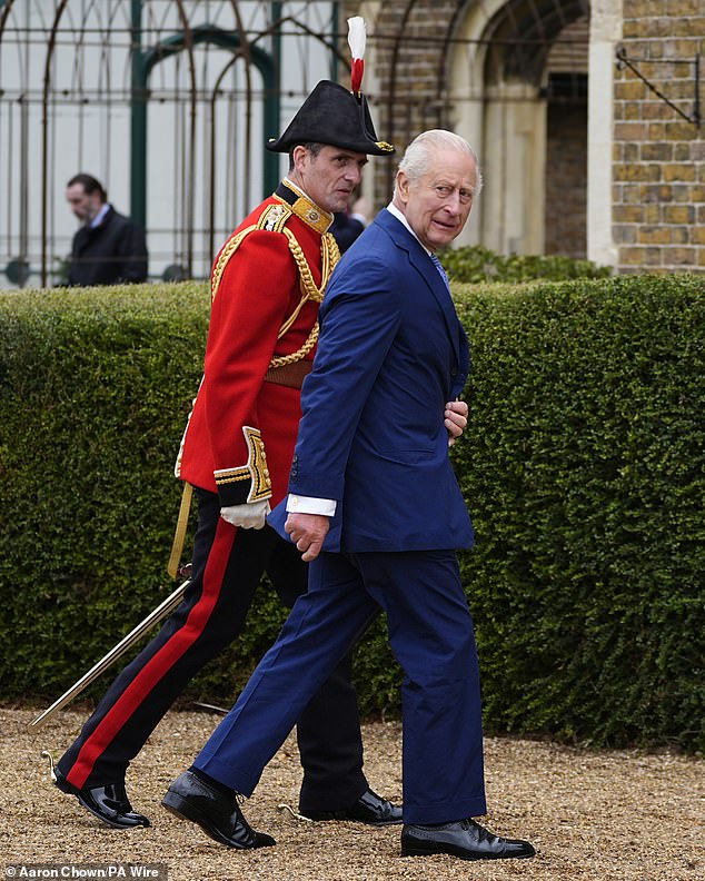 King Charles III pictured before the Trumps arrive at Windsor for a historic state visit to the UK