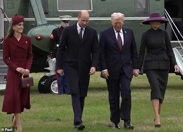 The Princess of Wales subtly switched her miniature Chanel handbag from her left hand to her right hand in a gesture that some royal fans believe was inspired by Mr and Mrs Trump's hand-holding