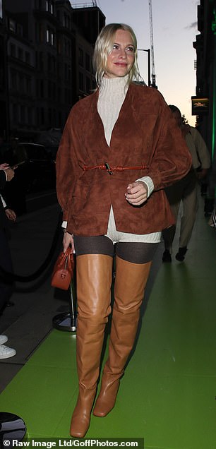 Poppy Delevingne, 39, eased into the new season with a stylish autumn-inspired layered look as she brought the colour