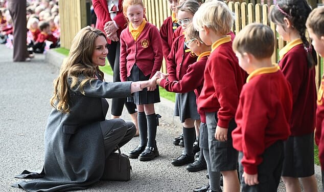 The Princess of Wales meets children from Farnborough Road Infant and Junior School, where Elsie Dot Stancombe was a pupil