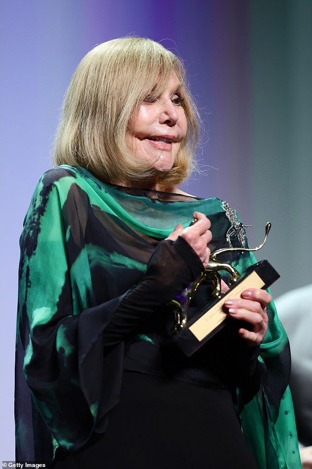 Kim Novak looked almost unrecognisable as she received the Golden Lion for lifetime achievement after releasing a documentary detailing her poverty-stricken upbringing