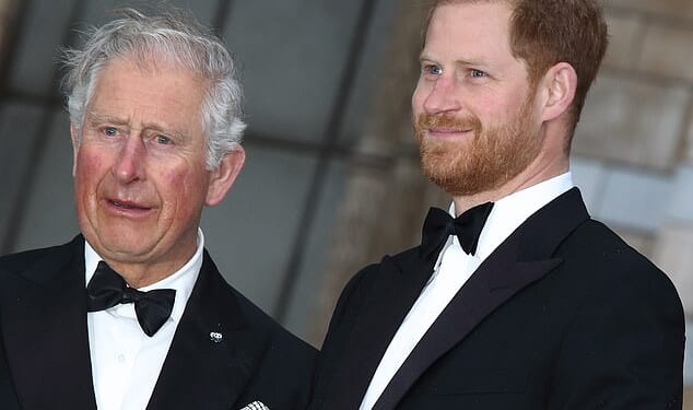 Prince Harry with the then Prince Charles at the World Premiere of Netflix's Our Planet at the Natural History Museum, in Kensington, in 2019