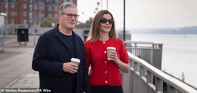 Prime Minister Sir Keir Starmer and his wife, Lady Victoria Starmer, take a walk along the River Mersey before delivering his keynote speech to the Labour Party Conference at the ACC in Liverpool. Picture date: Tuesday September 30, 2025. PA Photo. Photo credit should read: Stefan Rousseau/PA Wire
