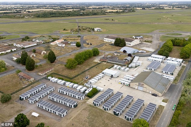 Military sites, such as RAF Wethersfield, pictured, might cost more than hotels to house migrants, according to officials