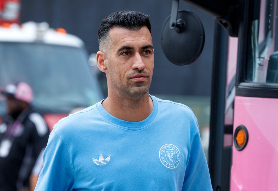 Inter Miami FC midfielder Sergio Busquets arriving at the stadium.