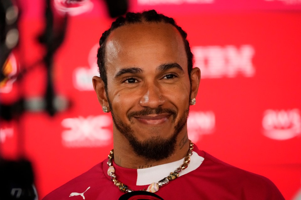 Lewis Hamilton smiling at the Baku City Circuit.