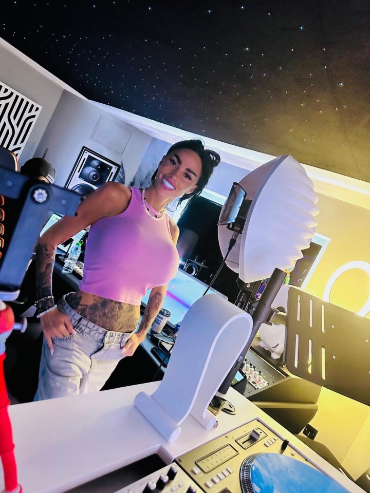 Katie Price in a recording studio.