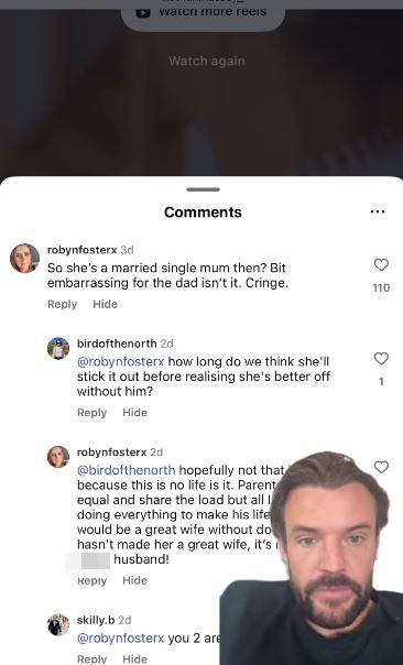 Screenshot of comments criticizing Nathan Massey's parenting.