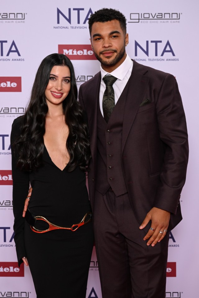 LONDON, ENGLAND - SEPTEMBER 10: (EXCLUSIVE COVERAGE) Yasmin Pettet and Jamie Rhodes attend the NTA's 2025 at The O2 Arena on September 10, 2025 in London, England. (Photo by Jeff Spicer/Getty Images for the NTA's)