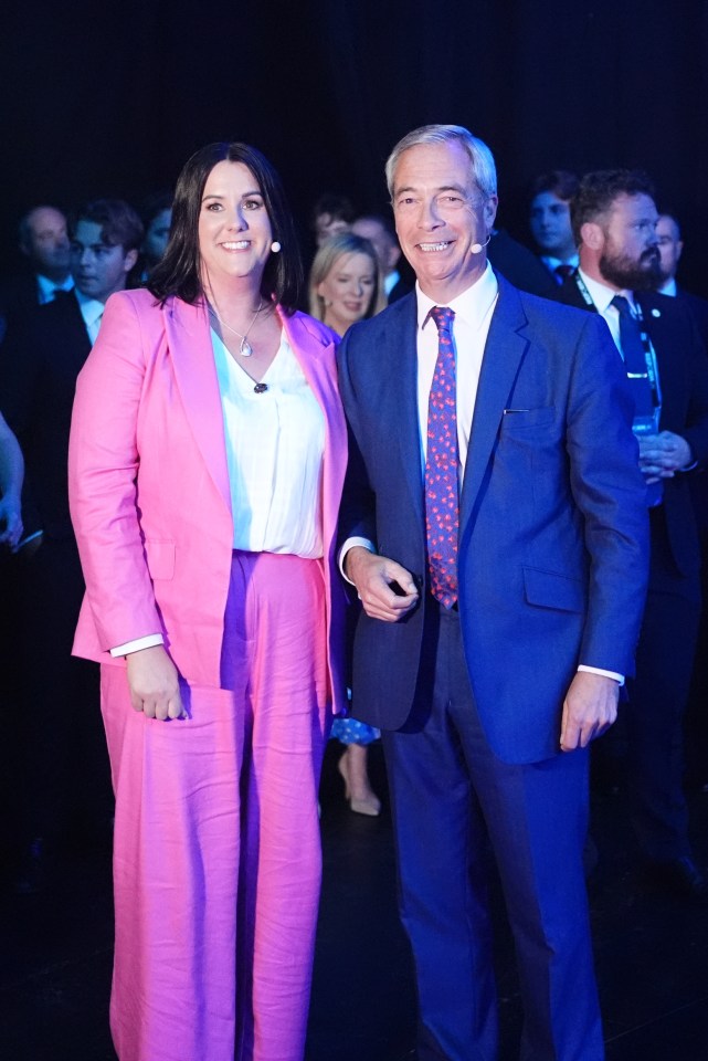 Lucy Connolly and Nigel Farage at a political conference.
