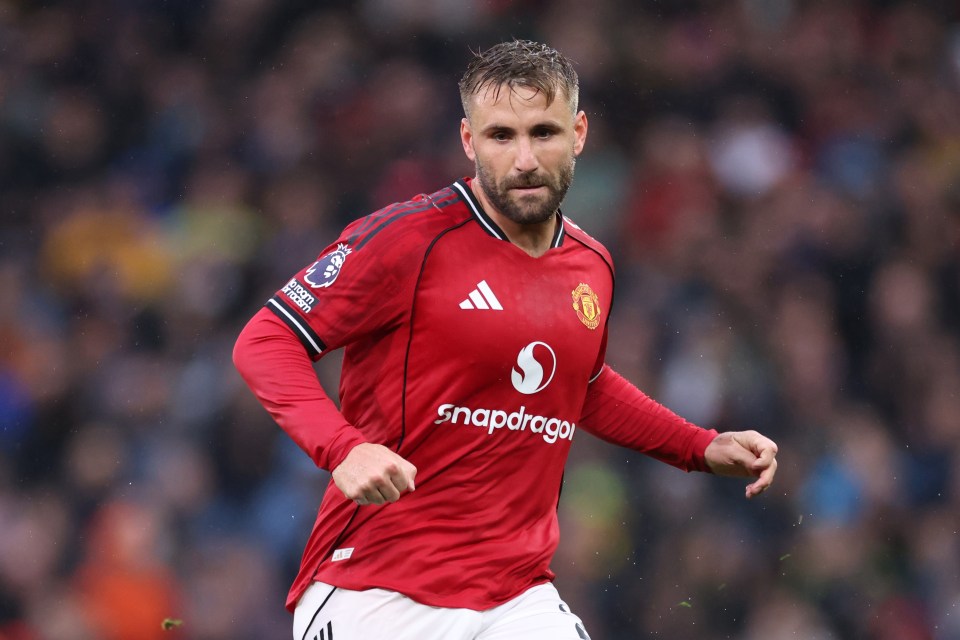 Luke Shaw of Manchester United during a Premier League match.