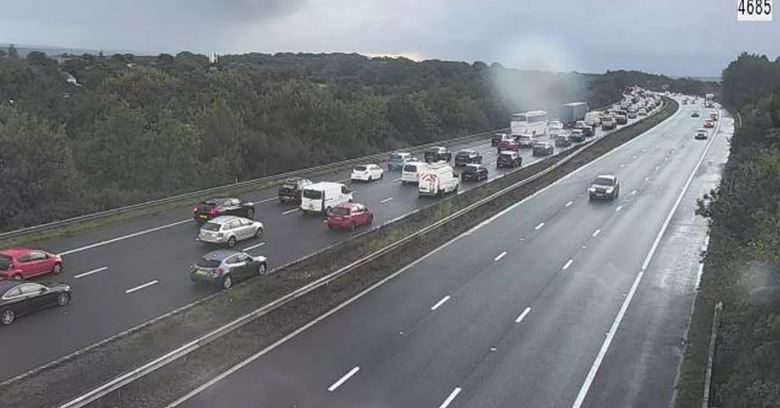 Traffic jam on a highway.