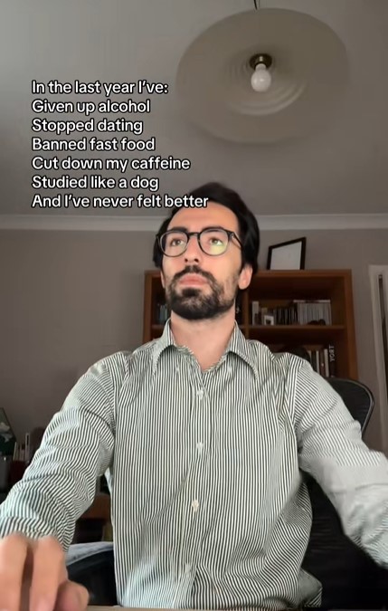Man in striped shirt sharing lifestyle changes that improved his well-being.