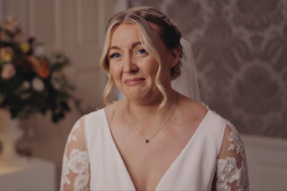 An image collage containing 1 images, Image 1 shows A bride crying and smiling on her wedding day