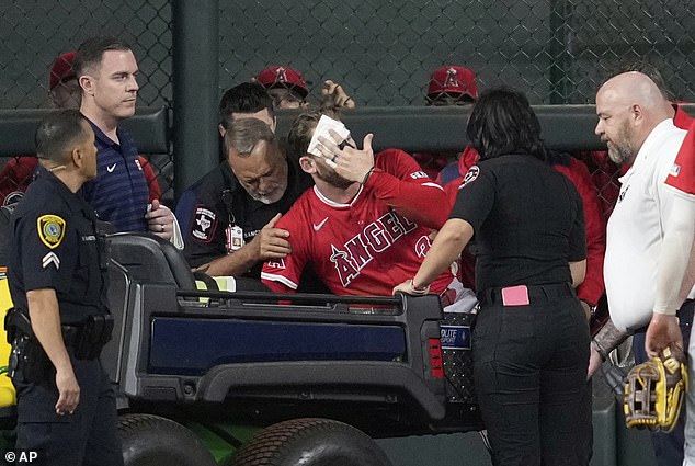 Ward suffered a gruesome cut above his right eye after colliding with the metal scoreboard