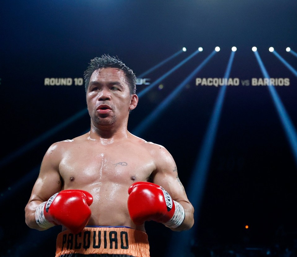 Manny Pacquiao during his WBC welterweight title fight against Mario Barrios.