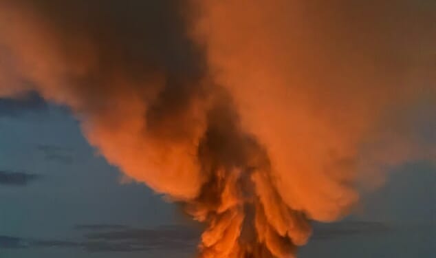 A huge orange smoke cloud could be seen for miles across Swindon following the blast.