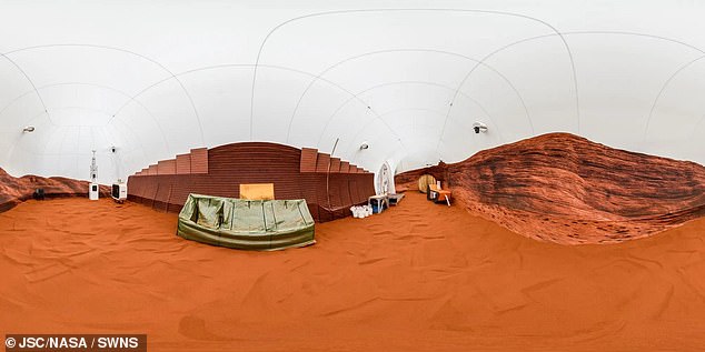 Participants will grow crops, test technology destined for Mars and simply walk around in the 3D-printed Mars Dune Alpha habitat (pictured), measuring 158 square metres (1,700 sq ft)