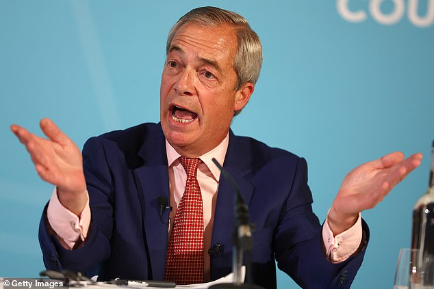 Although Reform would be slightly short of an overall majority with 311 MPs, that would almost certainly see Mr Farage become PM