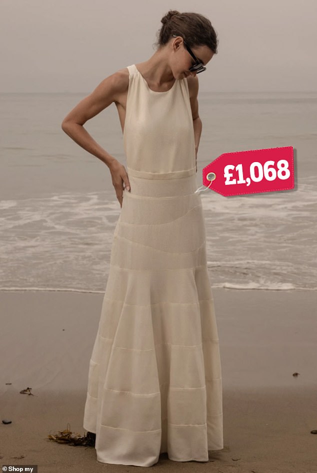 Her page included items such as a gold and diamond pendant from Maya Brenne and a Heidi Merrick's 'Windsor' gown for an eye-watering £1,068 (pictured)
