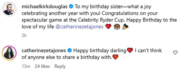 'To my birthday sister—what a joy celebrating another year with you!' the Hollywood icon wrote alongside a beaming selfie of the pair, which Catherine then commented on