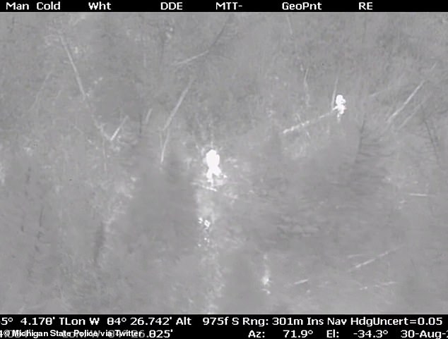The woman, who was wearing green, was able to see by the chopper thanks to its heat-seeking camera