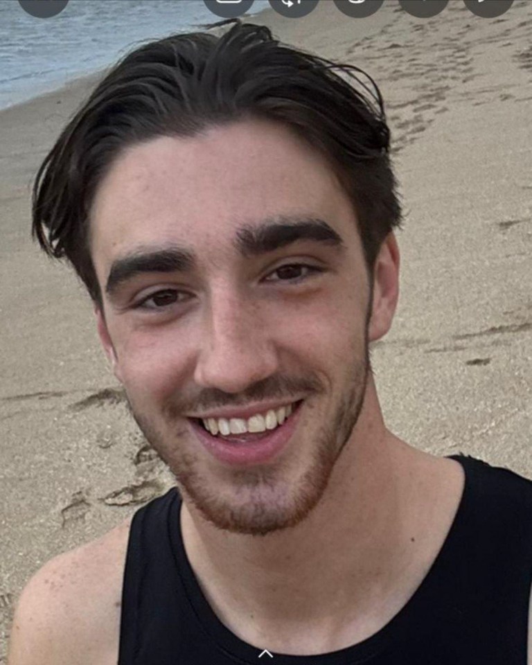 Harrison Edward Nada Kontounas, a 23-year-old British tourist, pictured at the beach.