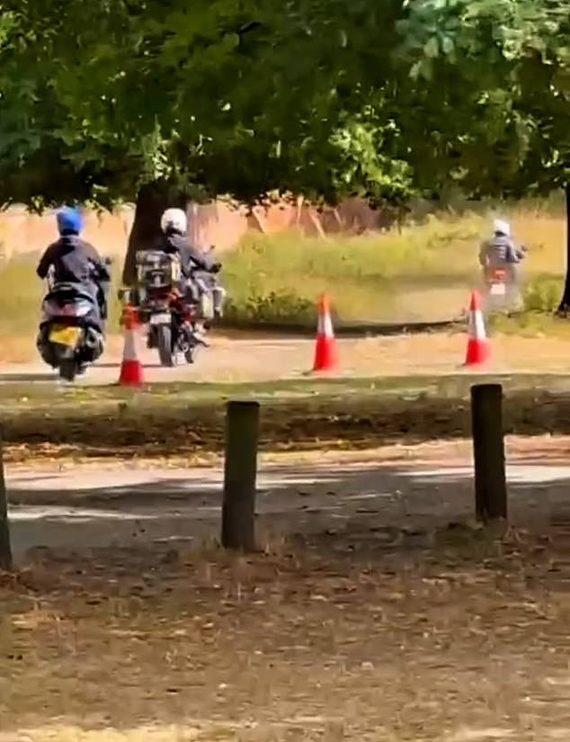 Footage shows his bike, along with all his belongings, including his passport, laptop, spare phone, two cameras, cash and clothes, was taken while he went for breakfast