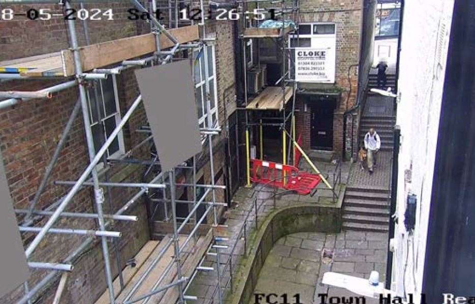 CCTV footage of Mohammed Kadir and his dog Scooby being pursued by the girl's father.