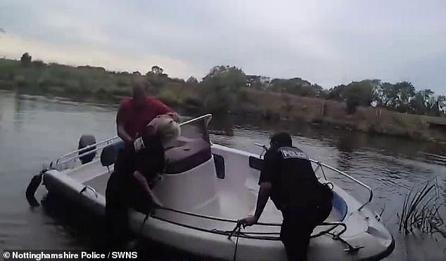 Newark and Sherwood officers safely detained a knife-carrier on a riverbank after being given a helping hand by a boat owner (red top)