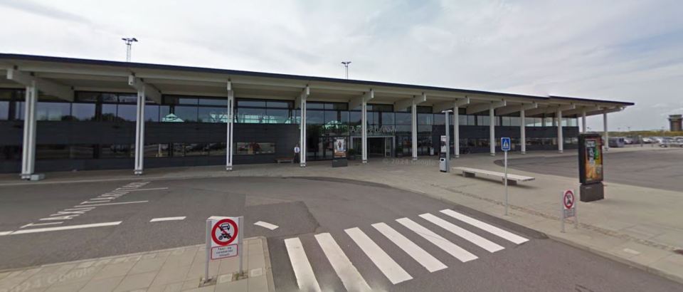 Aalborg Airport terminal building entrance.