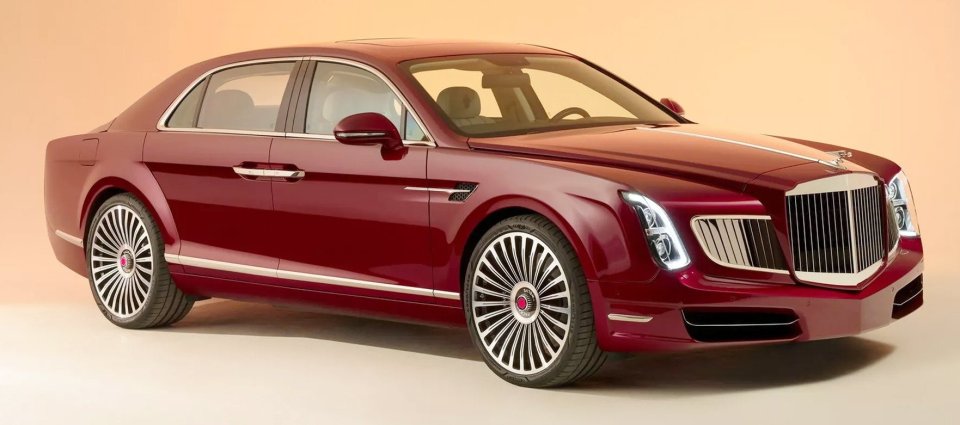 Illustration of a red 2025 Packard Excellence luxury car by JB Classic & Bespoke.